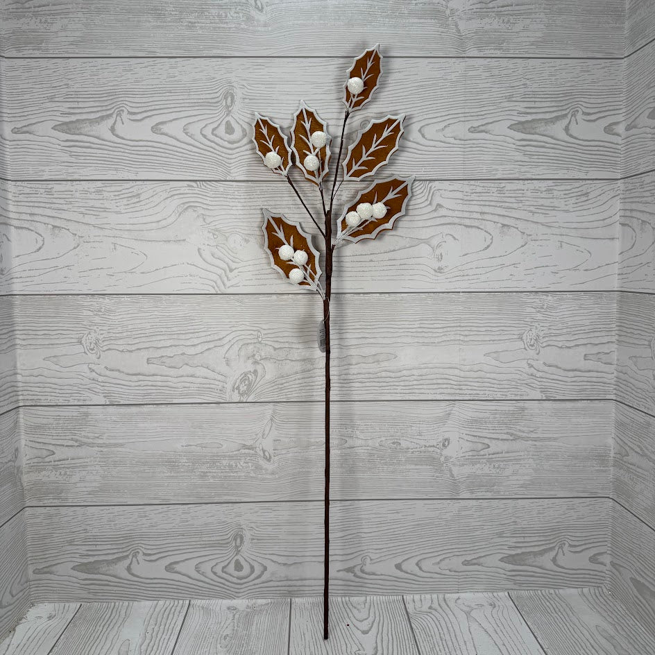 26" FELT GINGERBREAD ICED LEAF STEM W/ BERRIES - DCSP6712