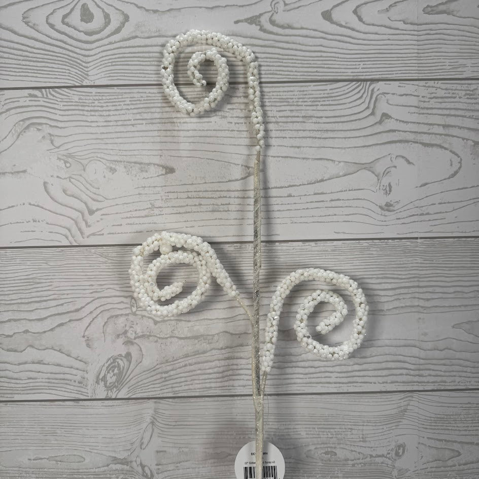 22" GLITTER CURLED SPRAY X3 - WHITE - DC15848WH