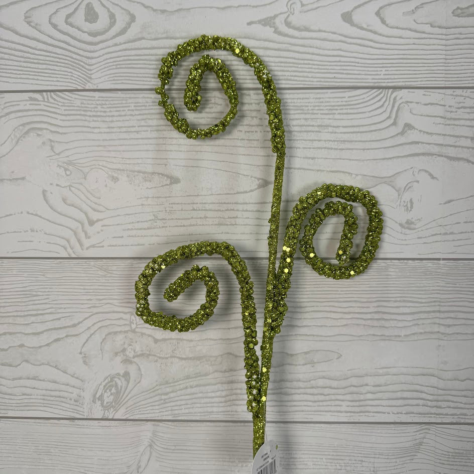 22" GLITTER CURLED SPRAY X3 - GREEN - DC15848GN