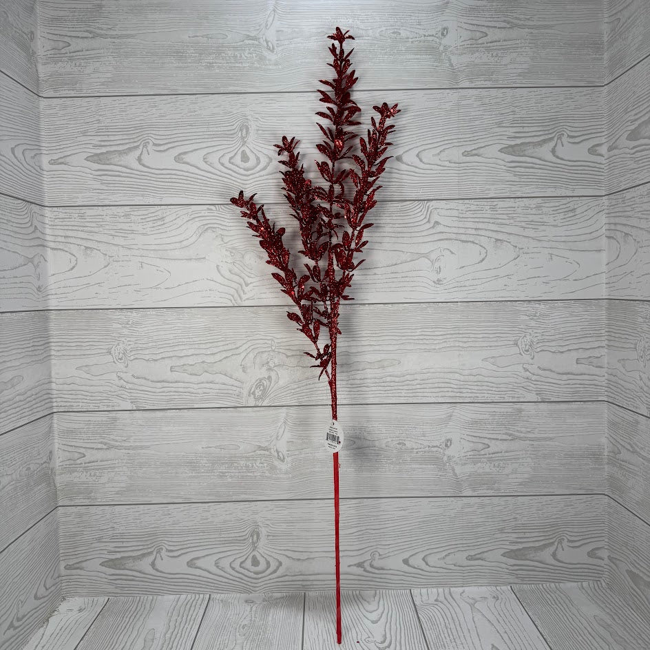 28.5" GLITTERED ROSEMARY SPRAY - RED - DCSP6407RD