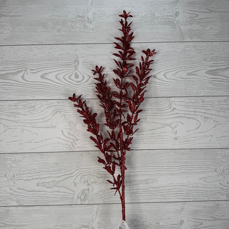 28.5" GLITTERED ROSEMARY SPRAY - RED - DCSP6407RD