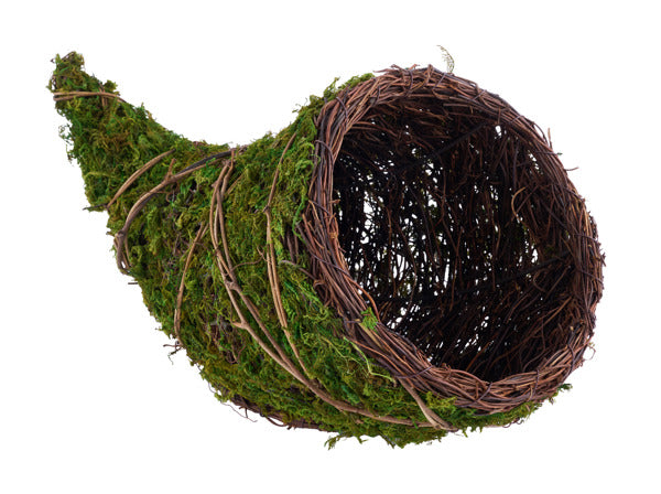 12"L MOSS/VINE CORNUCOPIA - GREEN/NATURAL - KG3243