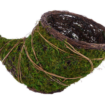 18"L MOSS/VINE CORNUCOPIA - GREEN/NATURAL - KG3244