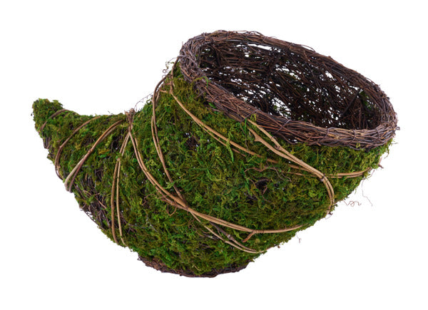 18"L MOSS/VINE CORNUCOPIA - GREEN/NATURAL - KG3244