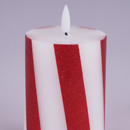 4"H FLAMELESS CANDY CANE LED CANDLE - RED/WHITE - LL6023