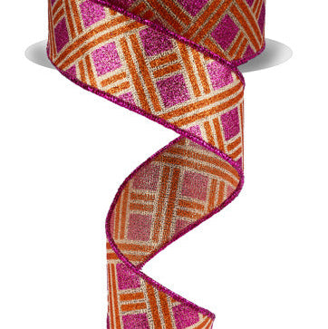 1.5"X10YD WOVEN STRIPES - GOLD/FUCHSIA/ORANGE - LS312207