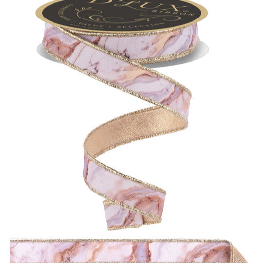 7/8"X10YD MARBLE/FUSED - D'LUX RIBBON - IVORY/GREY/YELLOW/GOLD/BEIGE - LX109930