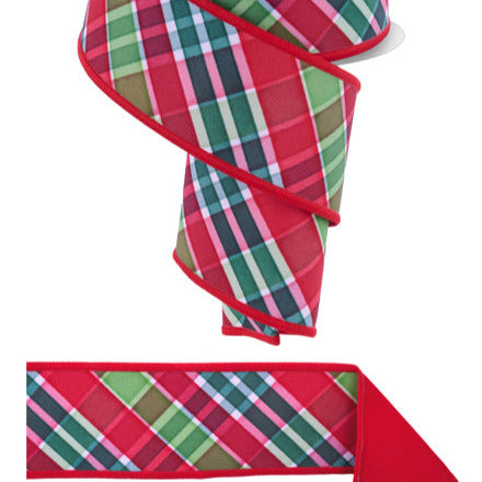 2.5"X10YD BOLD PLAID/FUSED - D'LUX RIBBON - RED/EMERALD/LIME - LX1111T9