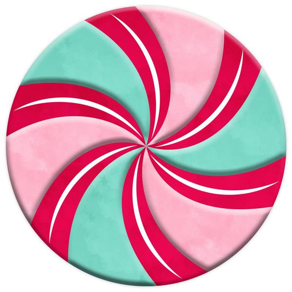 12"DIA METAL/EMBOSSED PEPPERMINT - RED/PINK/MINT - MD0733
