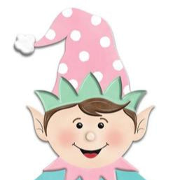 13.5"L X 5.5"H METAL/EMBOSSED ELF - ICE BLUE/WHITE/LIGHT PINK/MINT - MD079947