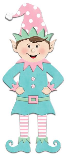 13.5"L X 5.5"H METAL/EMBOSSED ELF - ICE BLUE/WHITE/LIGHT PINK/MINT - MD079947