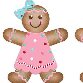 12"HX10"L GINGERBREAD GIRL - TAN/PINK/WHITE/RED - MD0802