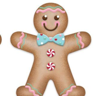 12"H X 10"L GINGERBREAD BOY - TAN/BLUE/WHITE/RED - MD0802