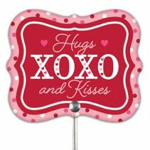 4"H X 3.5"L EMBOSS VALENTINE PICK - XOXO - RED/HOT PINK/ PINK/LIGHT PINK - MF3992