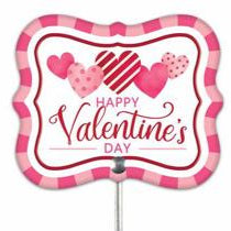 4"H X 3.5"L EMBOSS VALENTINE PICK - VALENTINES - RED/HOT PINK/PINK/LIGHT PINK - MF3992