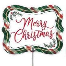 5"L X 4"H EMBOSSED CHRISTMAS SIGN PICK - MERRY CHRISTMAS - WHITE/RED/EMERALD/GREEN - MF4006