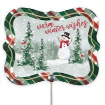 5"L X 4"H EMBOSSED CHRISTMAS SIGN PICK - WINTER - WHITE/EMERALD/RED/GREEN - MF4006