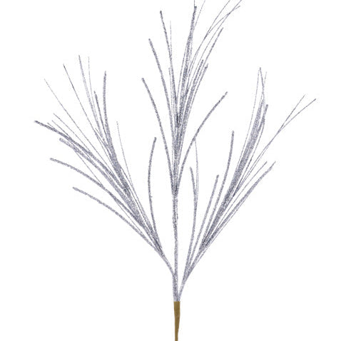 31"L GLITTER/MINI BEAD/FISHLINE SPRAY - SILVER - MN032826