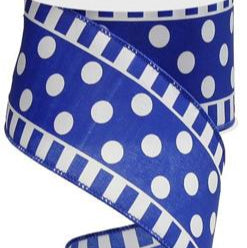 2.5"X10YD DOTS AND STRIPES - WHITE/BLUE - SPT - RG01371WR