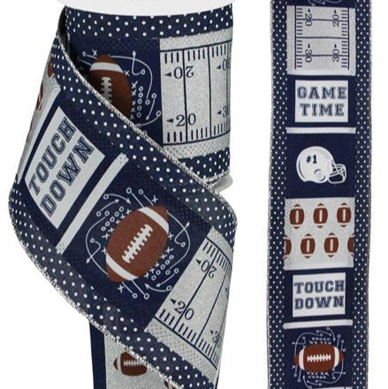 4"X10YD 3-IN-1 FOOTBALL BLOCK/SWISS DOTS - WHITE/NAVY/BROWN - SPT - RG0886819
