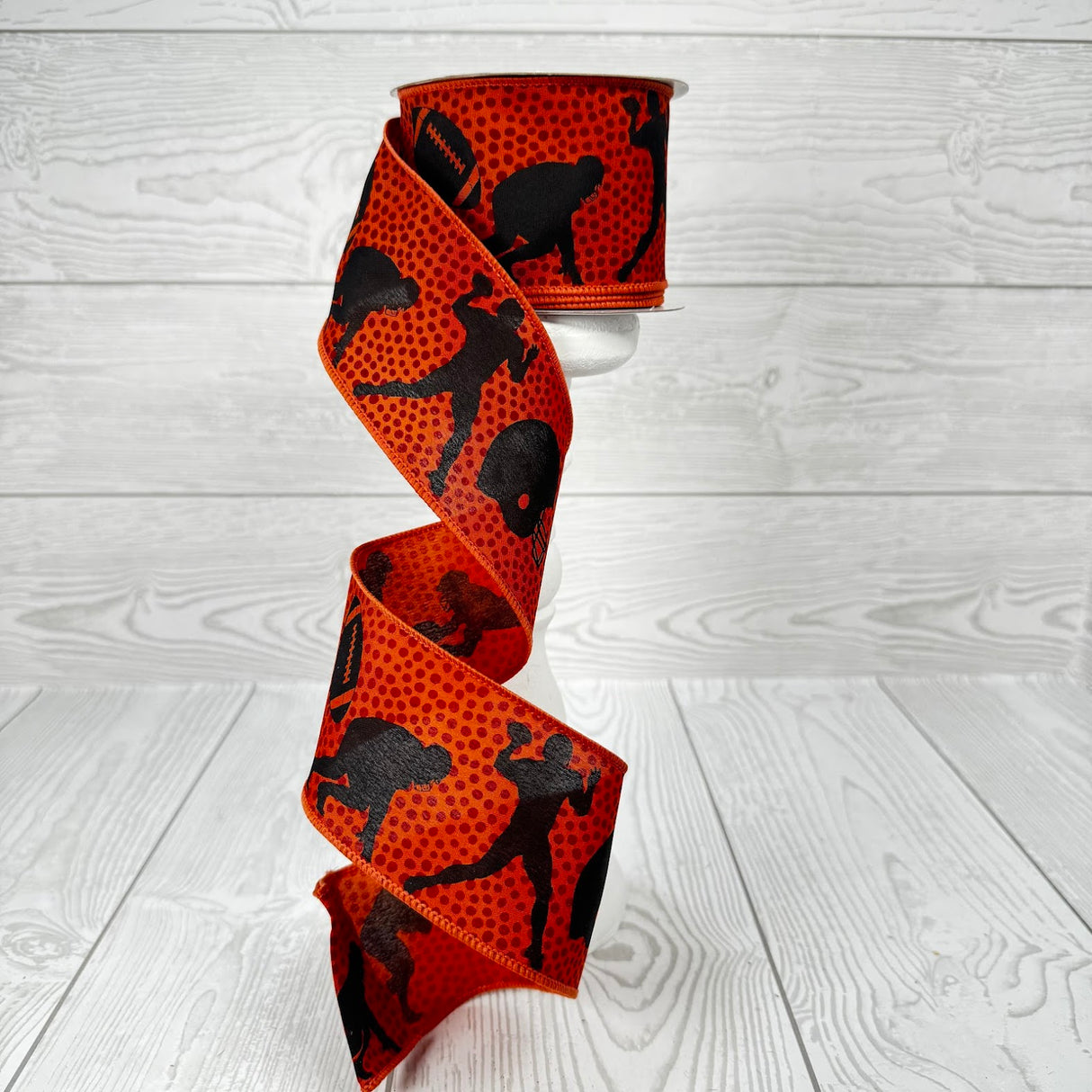 2.5"X10YD FOOTBALL HELMET/PLAYER/BALL ON DOTS - ORANGE/BURGUNDY/BLACK - SPT - RG1091