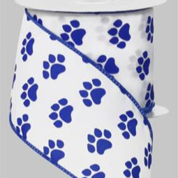 2.5"X10YD PAW PRINT - WHITE/BLUE - SPT - RG1777WR