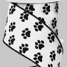 2.5"X10YD PAW PRINT - WHITE/BLACK - SPT - RG1777X6