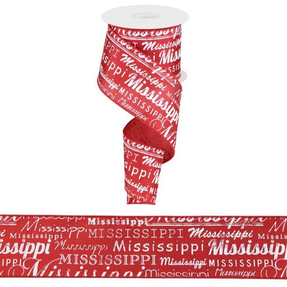 2.5"X10YD MISSISSIPPI PRINT - WHITE/RED - SPT - RG196327
