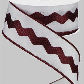 1.5"X10YD RIC RAC/SATIN - MAROON/WHITE - SPT - RG2031CX