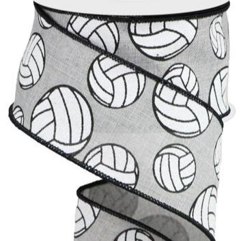 2.5"X10YD GLITTER VOLLEYBALL ON ROYAL - LIGHT GREY/BLACK - SPT - RGA114510