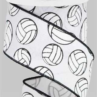 2.5"X10YD GLITTER VOLLEYBALL - WHITE/BLACK - SPT - RGA114527