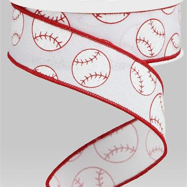 1.5"X10YD GLITTER BASEBALL ON ROYAL - WHITE/RED - SPT - RGA117027