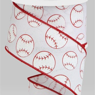 2.5"X10YD GLITTER BASEBALL ON ROYAL - WHITE/RED - SPT - RGA117127