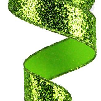 1.5"X10YD LARGE GLITTER - LIME GREEN - RGA130033