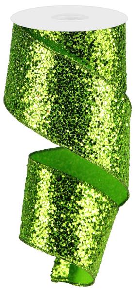 2.5"X10YD LARGE GLITTER - LIME GREEN - RGA130133