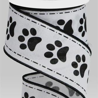 2.5"X10YD PAW PRINTS - WHITE/BLACK - SPT - RGA132227