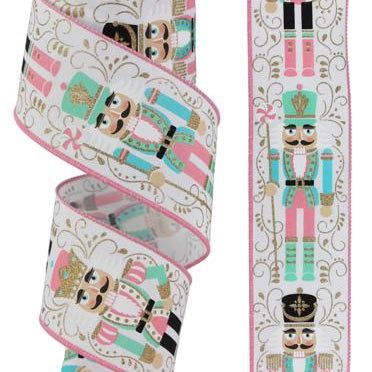 2.5"X10YD NUTCRACKERS - WHITE/GOLD/BLACK/PINK/MINT - RGA1343WT
