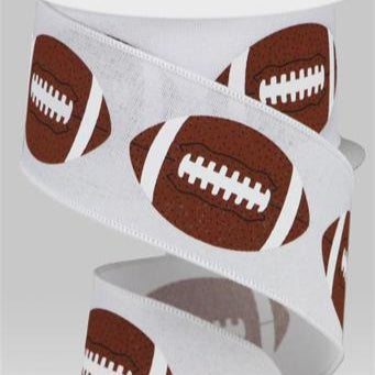 2.5"X10YD FOOTBALLS ON ROYAL - WHITE/BROWN - SPT - RGA136927