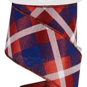 2.5"X10YD PRINTED PLAID ON METALLIC - RED/WHITE/BLUE - SPT - RGA1697A1