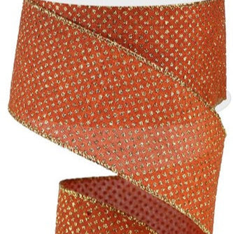 2.5"X10YD GLITTER MICRO DOT ON ROYAL - RUST/LIGHT GOLD - RGA1732NH