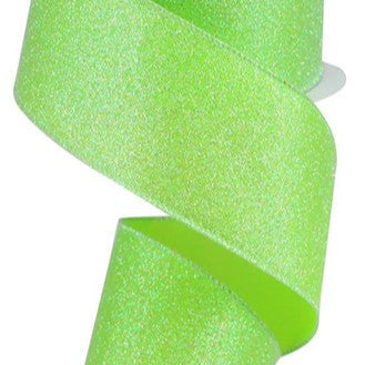 2.5"X10YD IRIDESCENT GLITTER ON SATIN - LIME GREEN - RGA181733