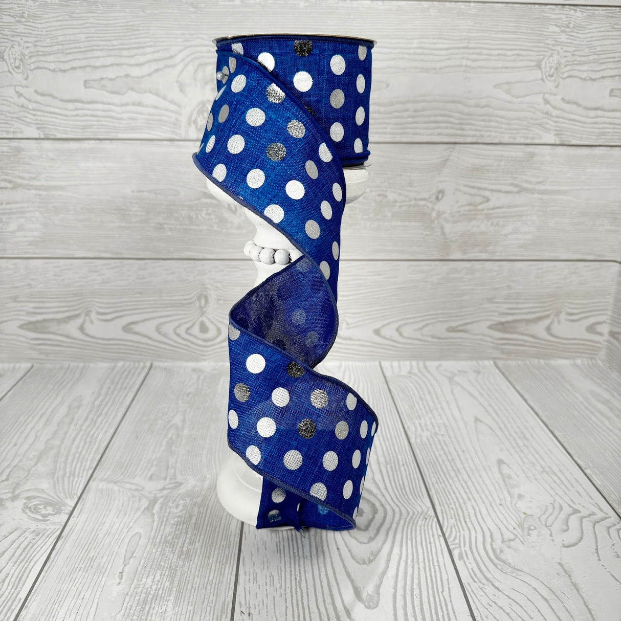 2.5"X10YD METALLIC DOTS ON ROYAL - BLUE/SILVER - SPT - RGB133125