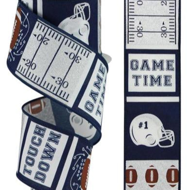 2.5"X10YD FOOTBALL BLOCK PATTERN - NAVY/SILVER/BROWN - SPT - RGC115519