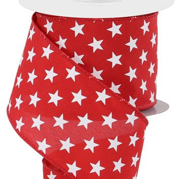 2.5"X10YD RANDOM STAR RIBBON - RED, WHITE - RGE111524