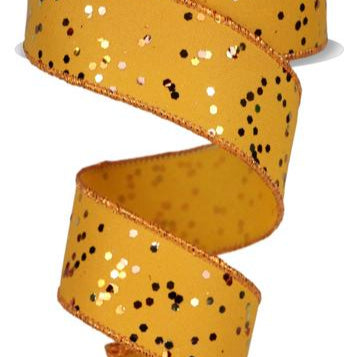 1.5"X10YD SPRINKLED HEX GLITTER FINISH - MUSTARD/BROWN/RUST/LIGHT COPPER/GOLD - RGE1253K7