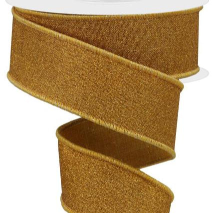 1.5"X10YD FINE GLITTER ON ROYAL - MUSTARD - RGE138090