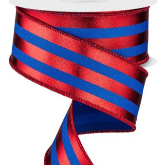 1.5"X10YD METALLIC VERTICAL STRIPES - ROYAL BLUE/RED - SPT - RGE1431RC