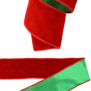 2.5"X10YD DELUXE VELVET/SATIN BACKING - RED/GREEN - RGE178073