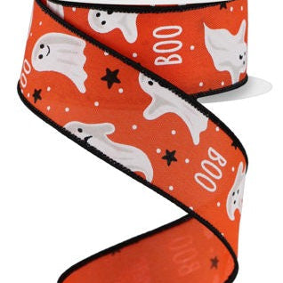 1.5"X10YD GHOSTS/BOO - DARK ORANGE/WHITE/BLACK - RGE181520