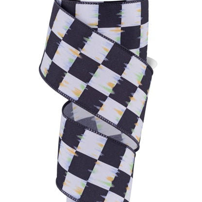 2.5"X10YD BOLD ANTIQUE CHECKERBOARD - WHITE/BLACK/MULTI - RGF117827